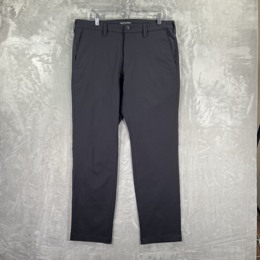 Bluffworks Pants Mens 33x30 Ascender Performance Chino Tailored Fit Black Casual